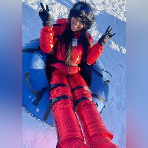 NWT Club Exx SNOWSUIT! Metallic Red with black straps Berry Delighted